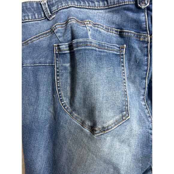 Democracy Jeans 22W AB Solution Blue Denim Straight Leg Elastic Waist Light Wash - Picture 13 of 16